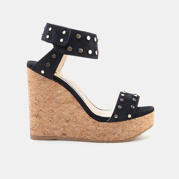 Jimmy Choo | Nelly Studded Wedge In Navy Size 6.5 - Picture 3 of 8